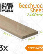 GSW: Doska z bukového dreva 2x40x250mm (3 ks)